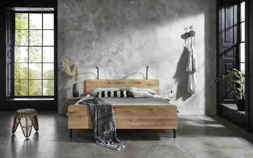 Industrieel eiken bed Lotus