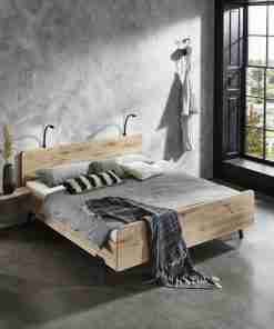 Industrieel eiken bed Lotus